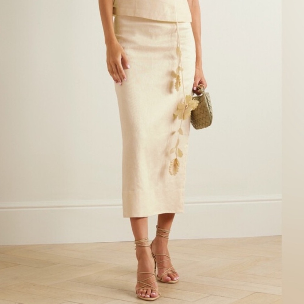 Zimmermann luminosity Cream midi Pencil Skirt size 0